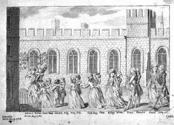 King George III and Queen Charlotte Walking in Procession with Their Fourteen Children, 1781